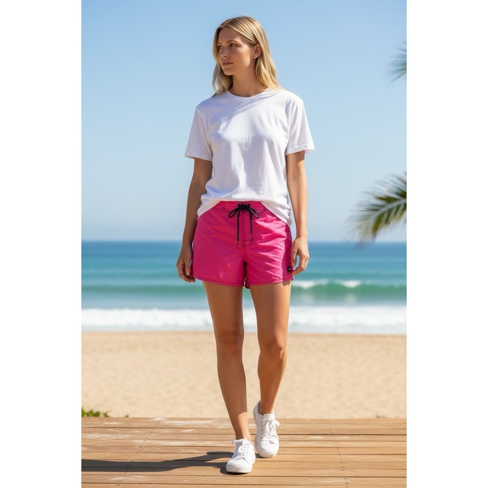 Vintage Zap International Hot Pink Nylon Blend Shorts Size 3 Surfer Beach Swim